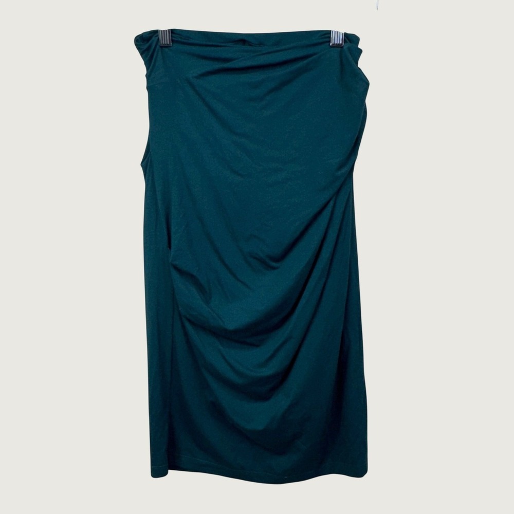 MM LaFleur Draped Pencil Skirt S Teal Green Professional Workwear Corporate Chic
